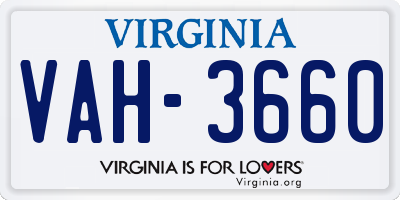 VA license plate VAH3660