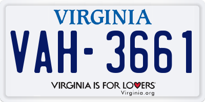 VA license plate VAH3661