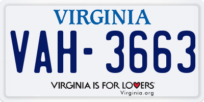 VA license plate VAH3663