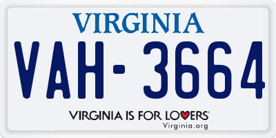 VA license plate VAH3664