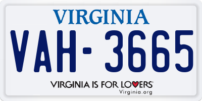 VA license plate VAH3665