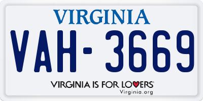 VA license plate VAH3669