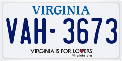 VA license plate VAH3673