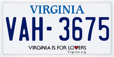 VA license plate VAH3675