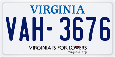VA license plate VAH3676