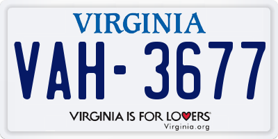 VA license plate VAH3677