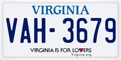 VA license plate VAH3679