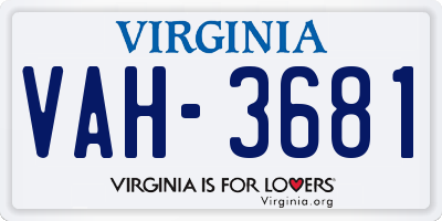VA license plate VAH3681