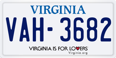 VA license plate VAH3682