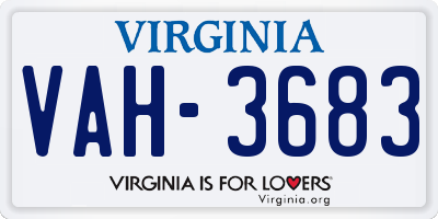 VA license plate VAH3683