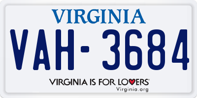 VA license plate VAH3684