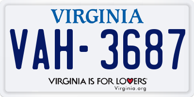 VA license plate VAH3687