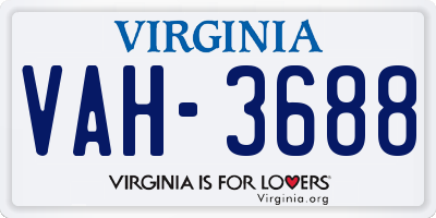 VA license plate VAH3688