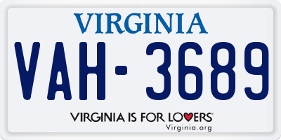 VA license plate VAH3689