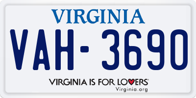 VA license plate VAH3690