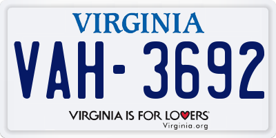 VA license plate VAH3692