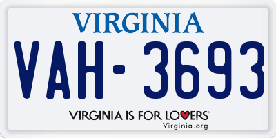 VA license plate VAH3693