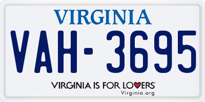 VA license plate VAH3695