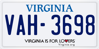 VA license plate VAH3698