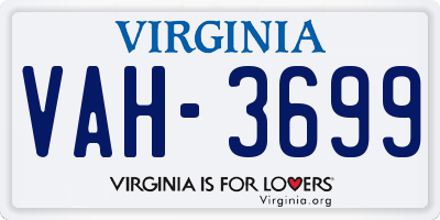 VA license plate VAH3699