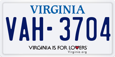 VA license plate VAH3704