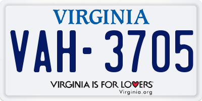 VA license plate VAH3705