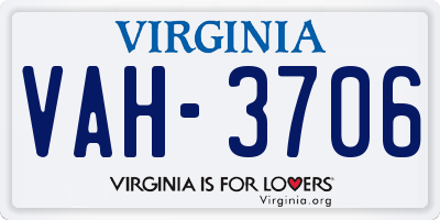 VA license plate VAH3706