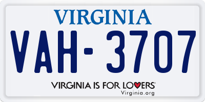 VA license plate VAH3707