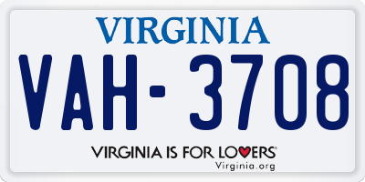 VA license plate VAH3708