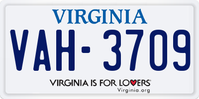 VA license plate VAH3709
