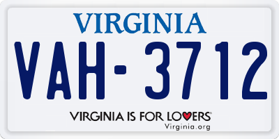 VA license plate VAH3712