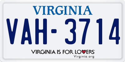 VA license plate VAH3714