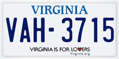 VA license plate VAH3715