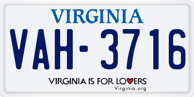 VA license plate VAH3716