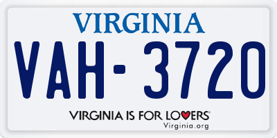 VA license plate VAH3720