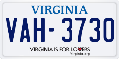 VA license plate VAH3730