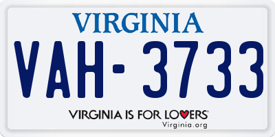 VA license plate VAH3733