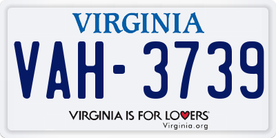 VA license plate VAH3739