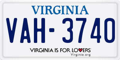 VA license plate VAH3740