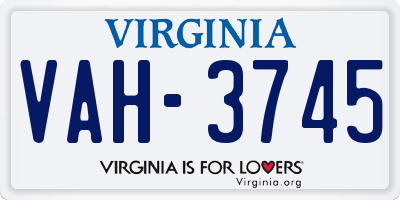 VA license plate VAH3745