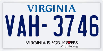 VA license plate VAH3746