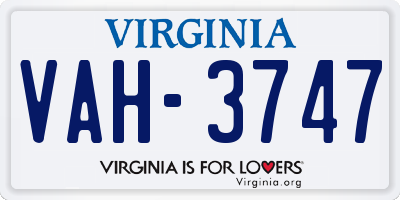 VA license plate VAH3747