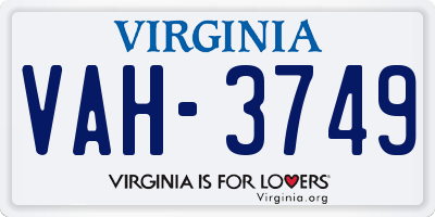 VA license plate VAH3749