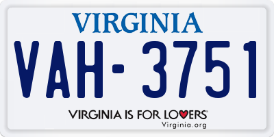 VA license plate VAH3751