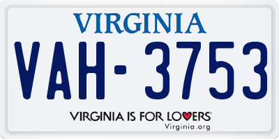 VA license plate VAH3753