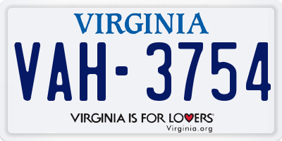 VA license plate VAH3754