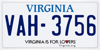VA license plate VAH3756