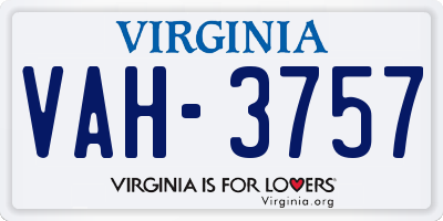 VA license plate VAH3757
