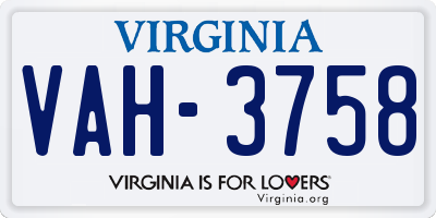VA license plate VAH3758
