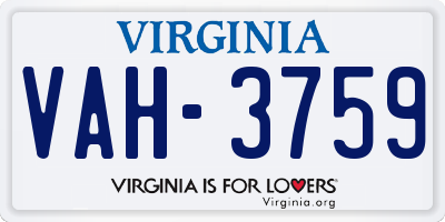 VA license plate VAH3759